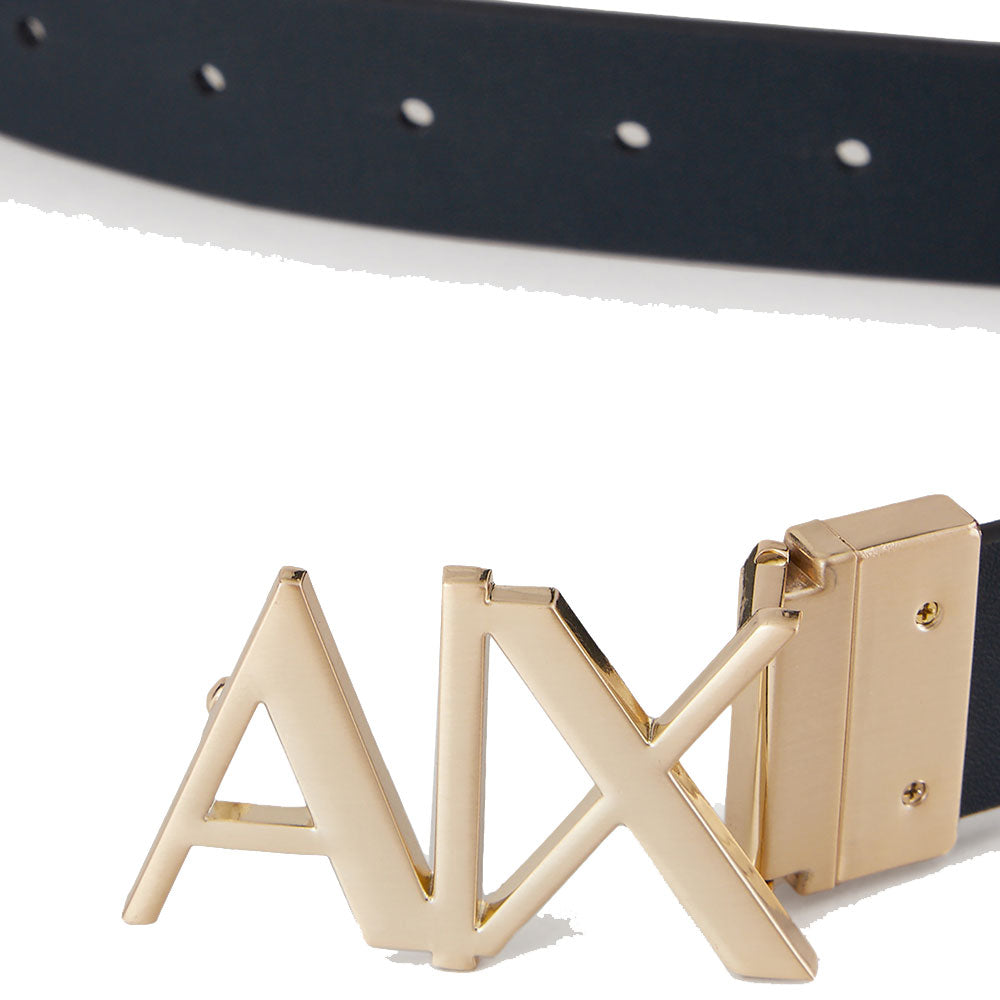 Cintura Uomo in Pelle ARMANI EXCHANGE Reversibile Colore Black - Blue Navy con Fibbia Logata Oro