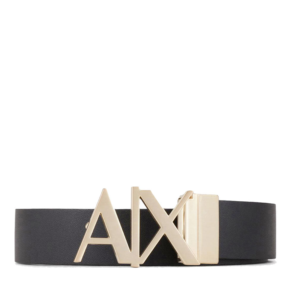 Cintura Uomo in Pelle ARMANI EXCHANGE Reversibile Colore Black - Blue Navy con Fibbia Logata Oro