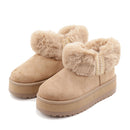 Stivaletti Imbottiti Platform in Tessuto Sintetico con Bordo in Eco Pelliccia color Khaki