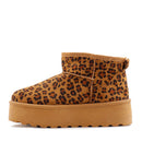 Stivaletti Imbottiti Platform in Tessuto Sintetico e Eco Pelliccia stampa Leopard