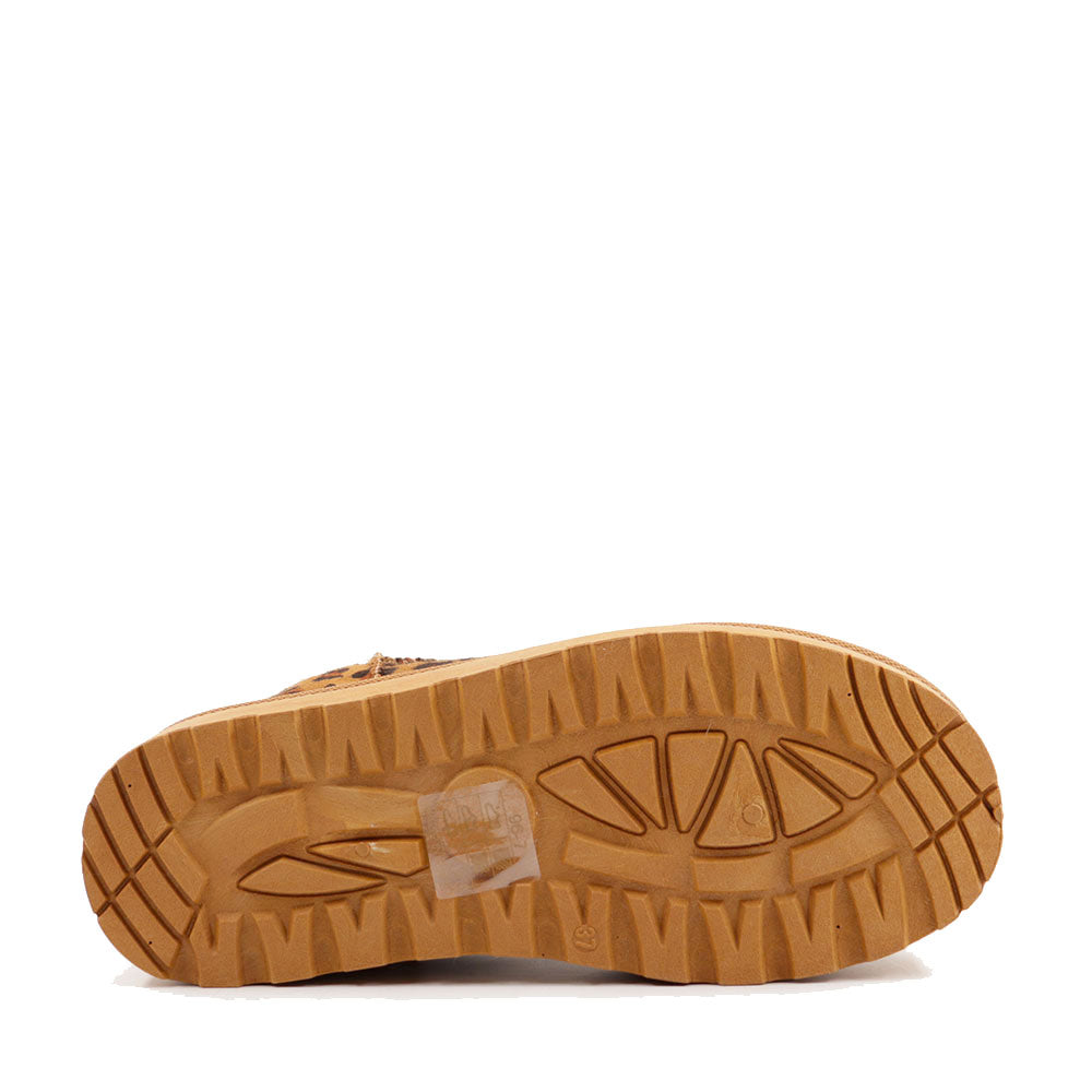 Stivaletti Imbottiti Platform in Tessuto Sintetico e Eco Pelliccia stampa Leopard