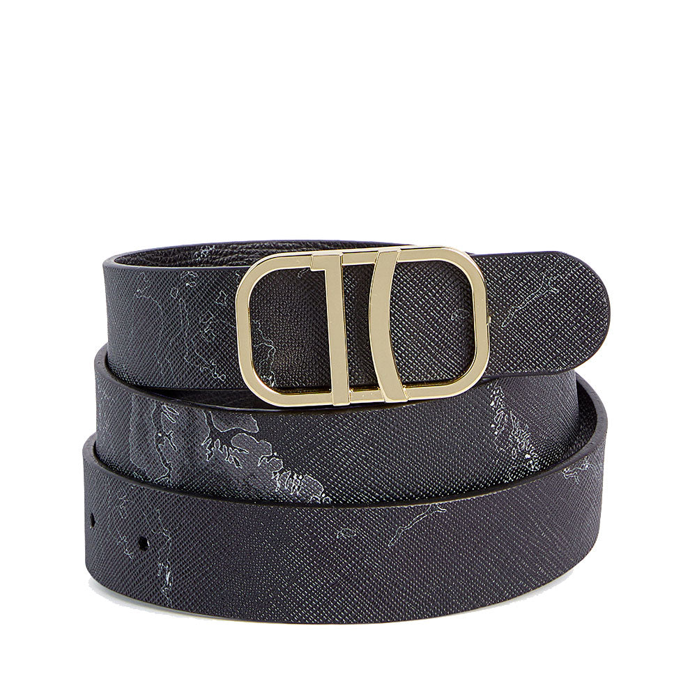 Cintura Reversibile Donna 1A Classe Alviero Martini linea Folk Geo Night e Nero A557