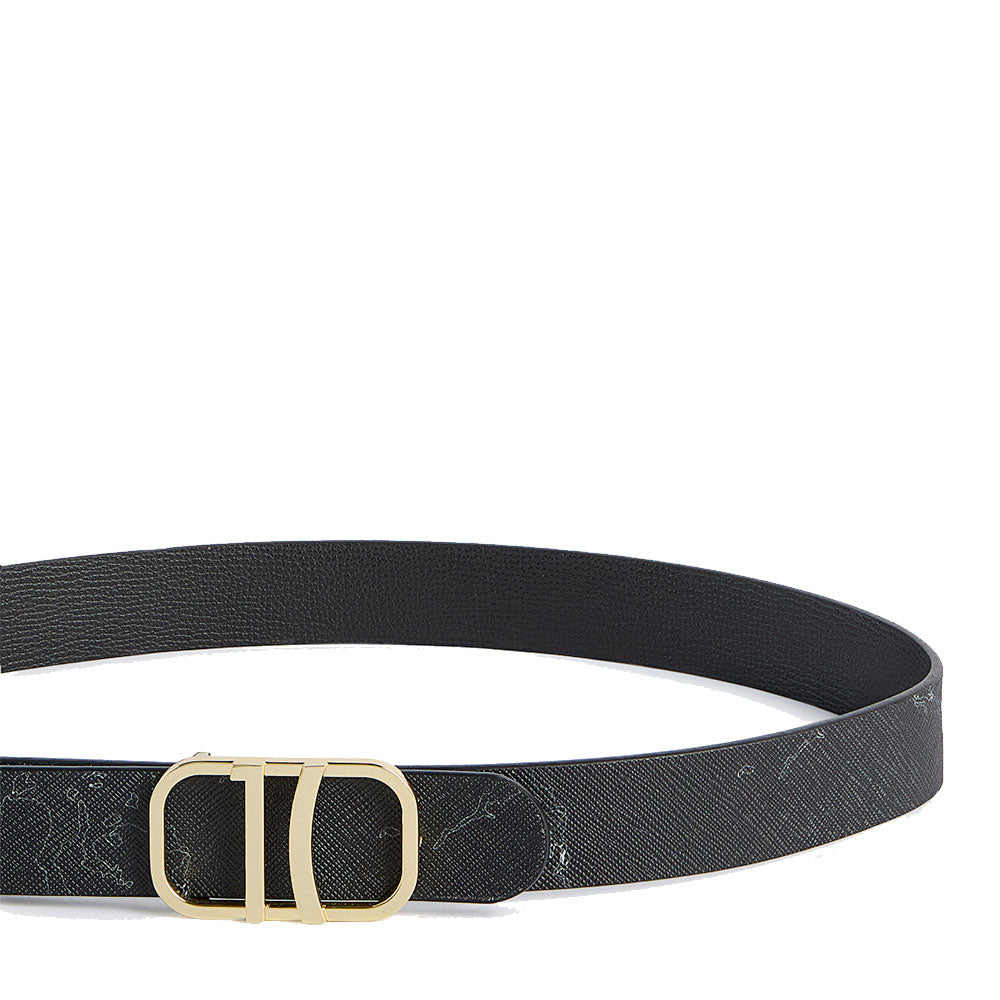 Cintura Reversibile Donna 1A Classe Alviero Martini linea Folk Geo Night e Nero A557