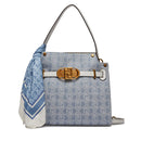 LIU JO Damenhandtasche aus blauem Denim-Jacquard-Stoff mit Schal