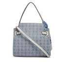 LIU JO Damenhandtasche aus blauem Denim-Jacquard-Stoff mit Schal