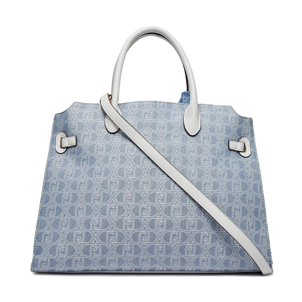 Borsa Donna Shopping a Mano LIU JO in Tessuto Jacquard Blue Denim