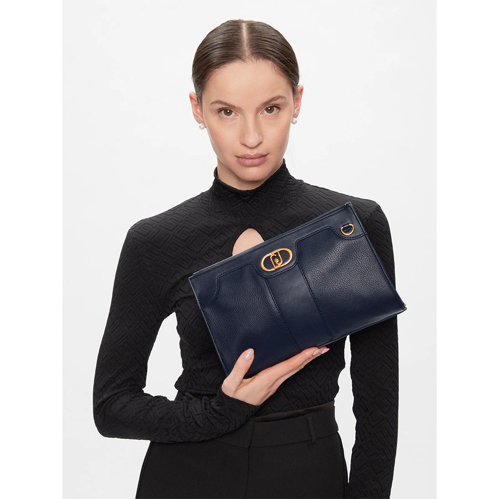 LIU JO Zweifarbige Damen-Clutch mit Schultergurt in Kleidblau