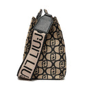 LIU JO Damenhandtasche aus schwarzem Monogramm-Jacquard-Stoff