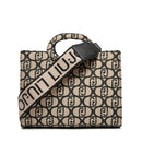 LIU JO Damenhandtasche aus schwarzem Monogramm-Jacquard-Stoff