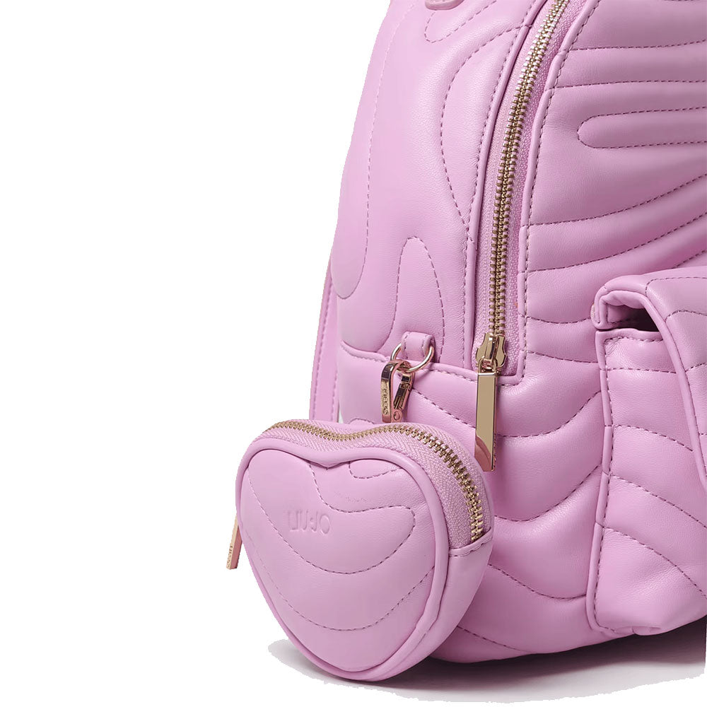 LIU JO Better Lavender Pink Quilted Damenrucksack mit Anhänger