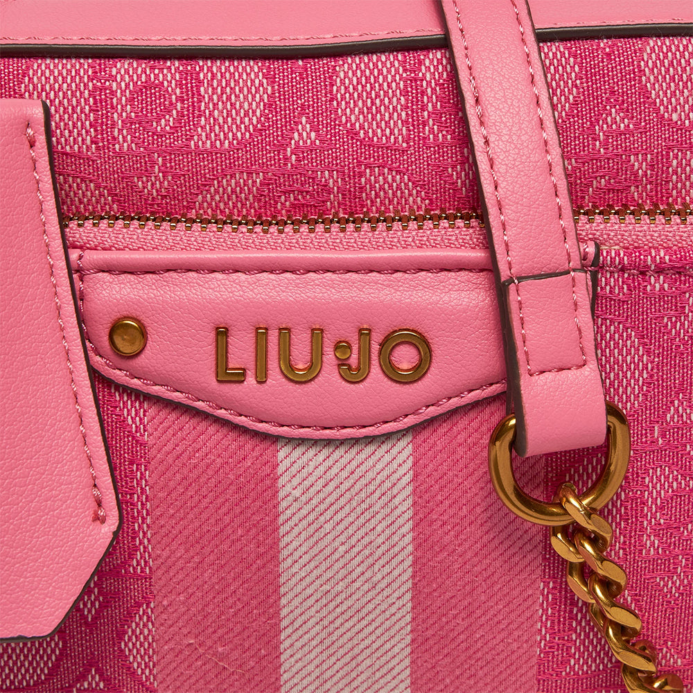 LIU JO Umhängetasche aus Stoff mit Jacquard-Logo in Lady Pink