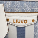 LIU JO Umhängetasche aus Stoff mit blauem Denim-Jacquard-Logo