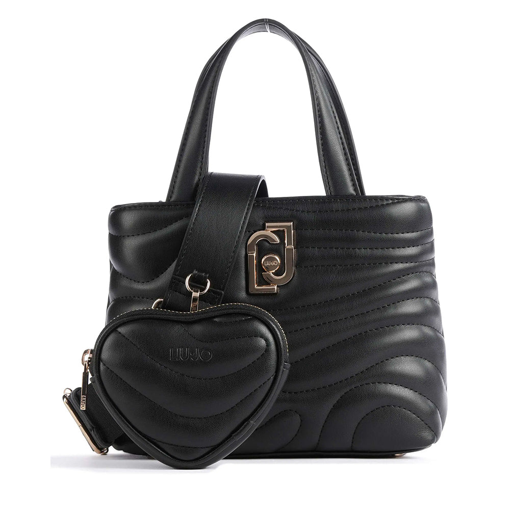 LIU JO Better Black Quilted Damenhandtasche mit Anhänger