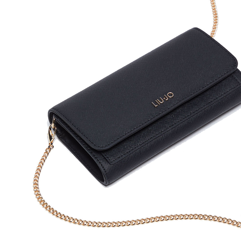 LIU JO Better Damen-Clutch mit Schultergurt, Schwarz