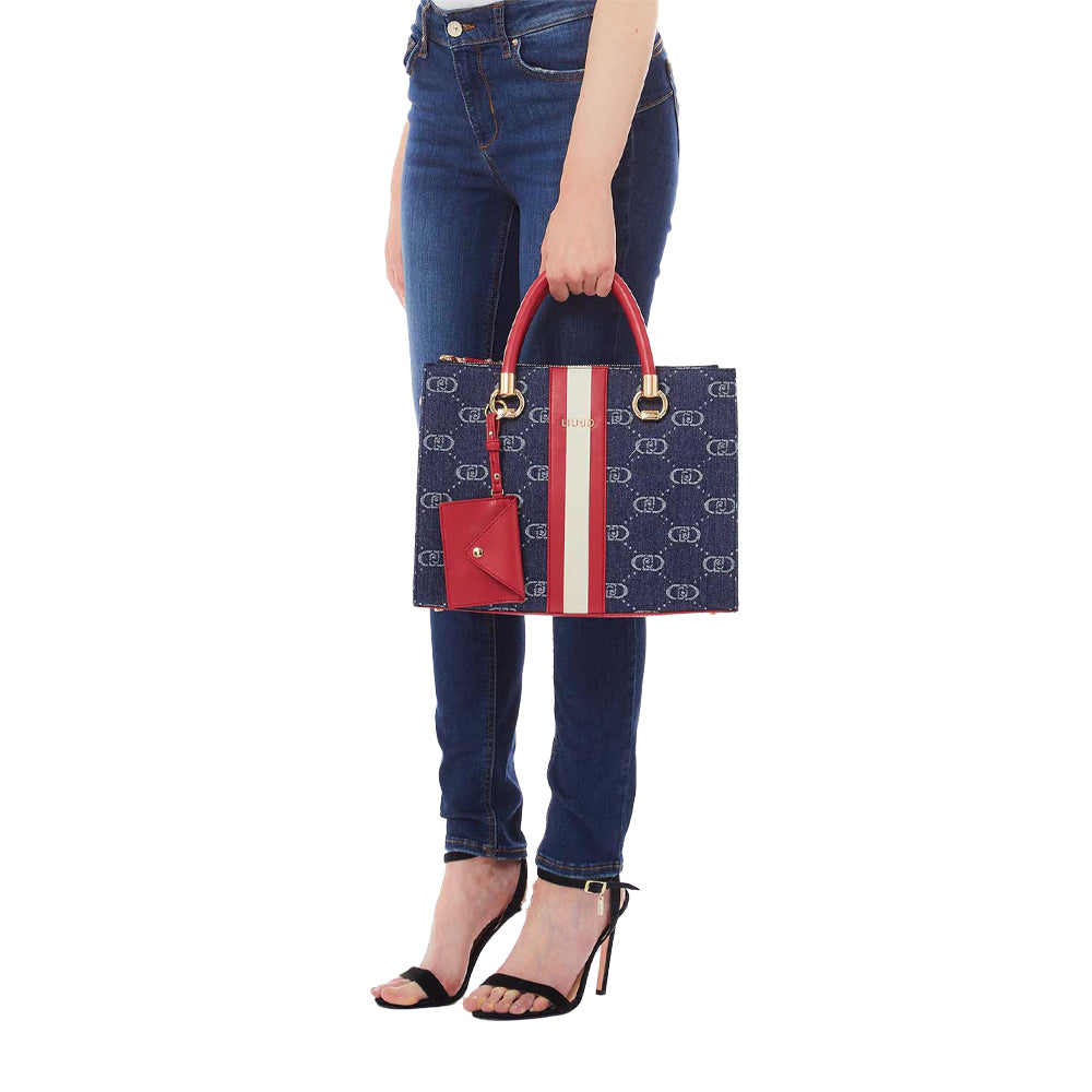 LIU JO Damen Handtasche aus Denim-Jacquard Farbe Blue Denim