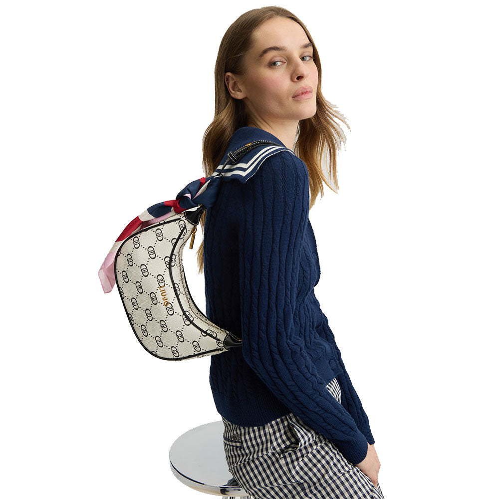 Hobo Bag con Foulard LIU JO Better color Crema con Logo Monogram
