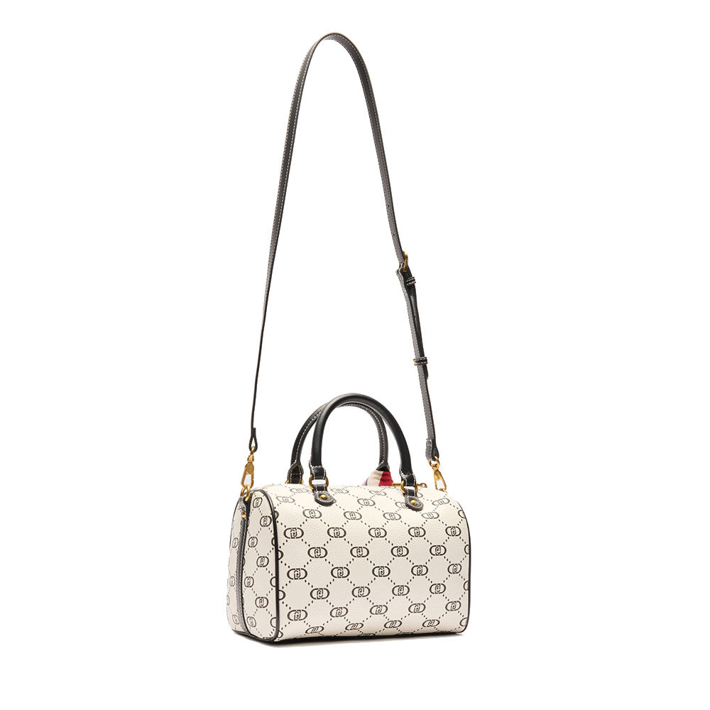 Mittlere LIU JO Better Bowling Bag in Cremefarbe mit Monogramm-Logo