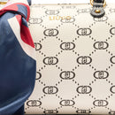 Mittlere LIU JO Better Bowling Bag in Cremefarbe mit Monogramm-Logo