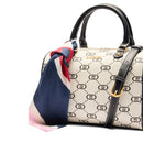 Mittlere LIU JO Better Bowling Bag in Cremefarbe mit Monogramm-Logo