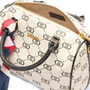 Mittlere LIU JO Better Bowling Bag in Cremefarbe mit Monogramm-Logo