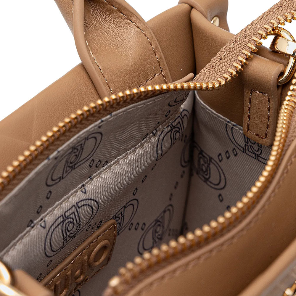 Borsa Donna a Mano Mini LIU JO Better con Motivo a Rombi color Cammello