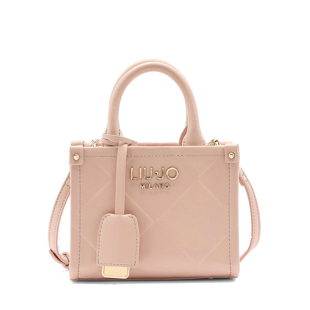Borsa Donna a Mano Mini LIU JO Better con Motivo a Rombi Rosa Cipria
