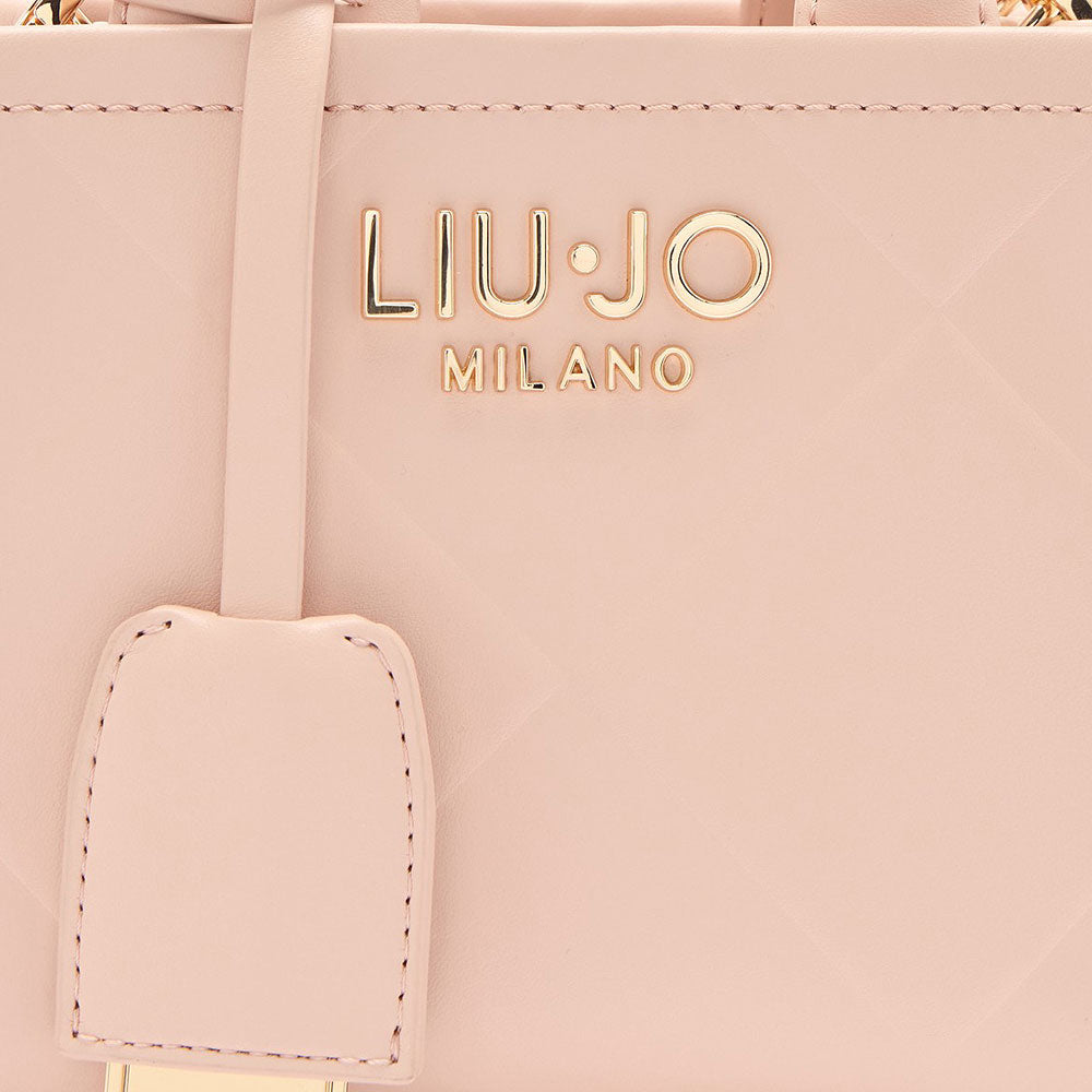 Borsa Donna a Mano Mini LIU JO Better con Motivo a Rombi Rosa Cipria