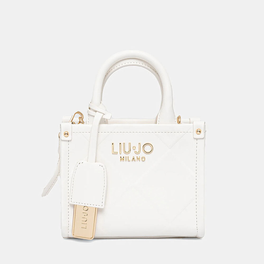 Borsa Donna a Mano Mini LIU JO Better con Motivo a Rombi Off White