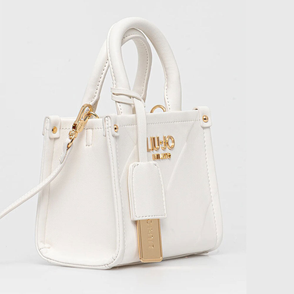Borsa Donna a Mano Mini LIU JO Better con Motivo a Rombi Off White