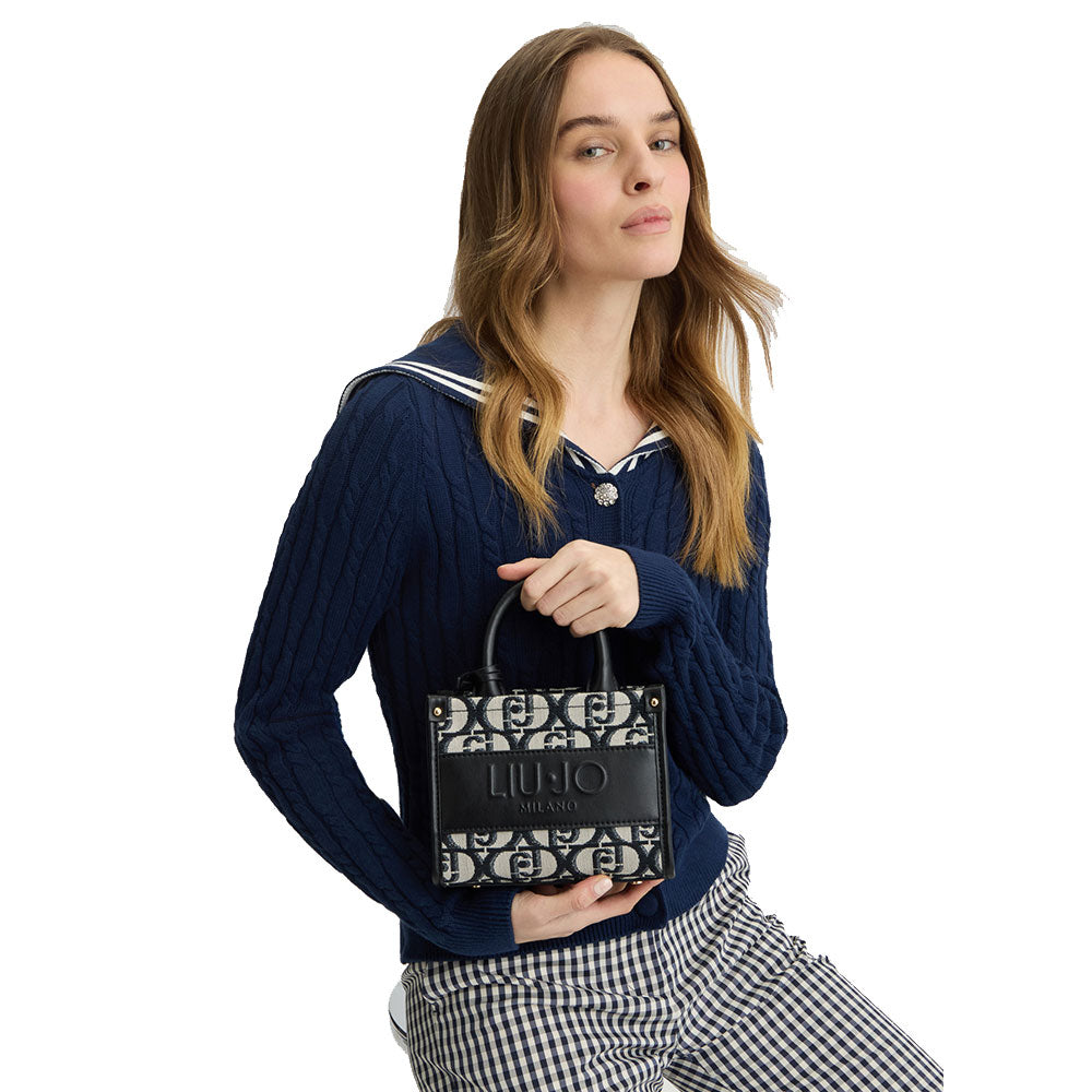 Borsa Donna a Mano Mini LIU JO Better in Tessuto Jacquard Nero