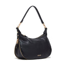 LIU JO Better Medium Hobo Bag mit Schultergurt, Trommeleffekt, Schwarz