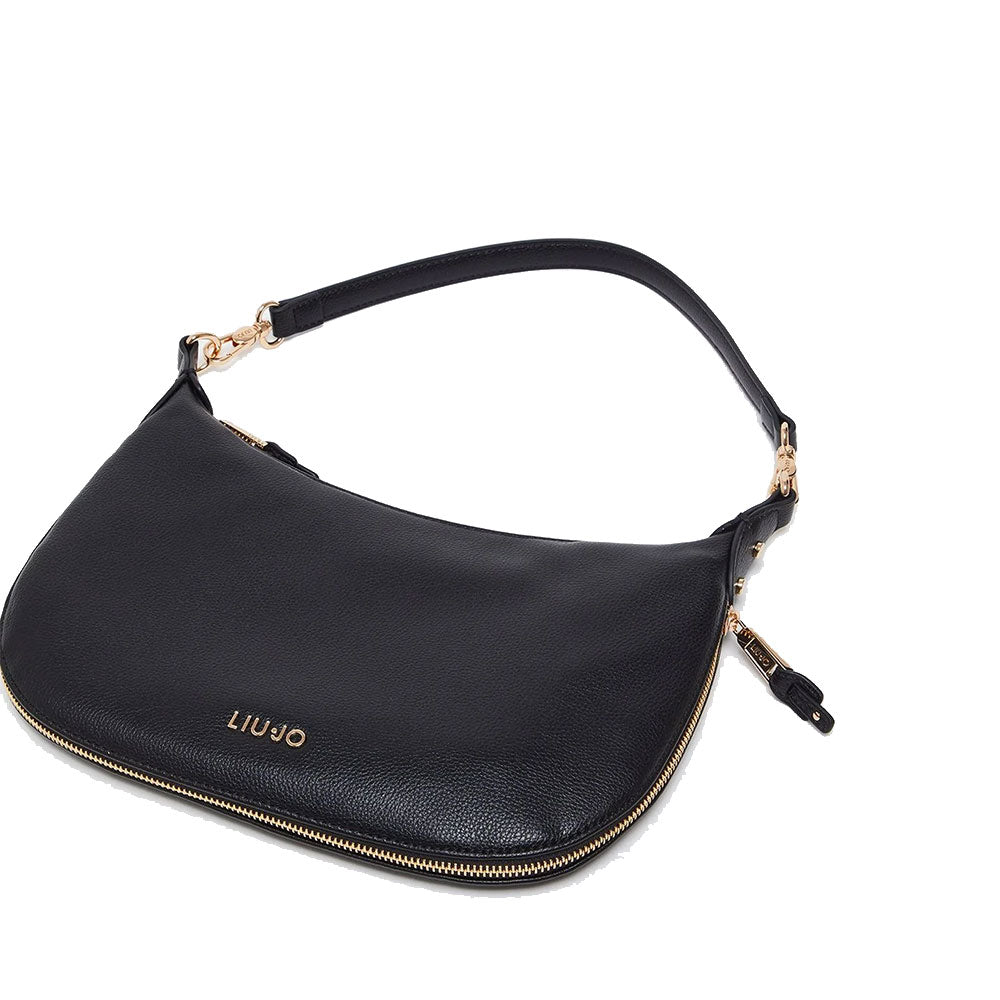 LIU JO Better Medium Hobo Bag mit Schultergurt, Trommeleffekt, Schwarz