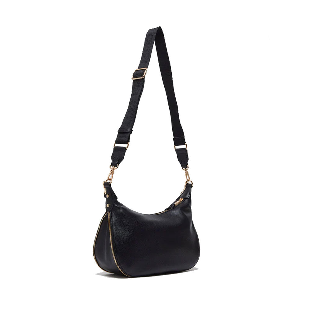 LIU JO Better Medium Hobo Bag mit Schultergurt, Trommeleffekt, Schwarz