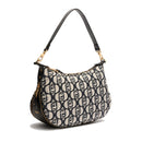 LIU JO Mittlere Hobo-Tasche 
Damentasche mit Schultergurt aus Jacquard-Stoff mit Allover-Logo Schwarz