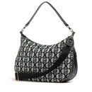 Hobo Bag Large con Tracolla LIU JO in Tessuto Jacquard con Logo All Over Nero