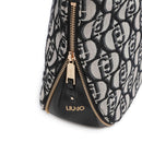 Hobo Bag Large con Tracolla LIU JO in Tessuto Jacquard con Logo All Over Nero