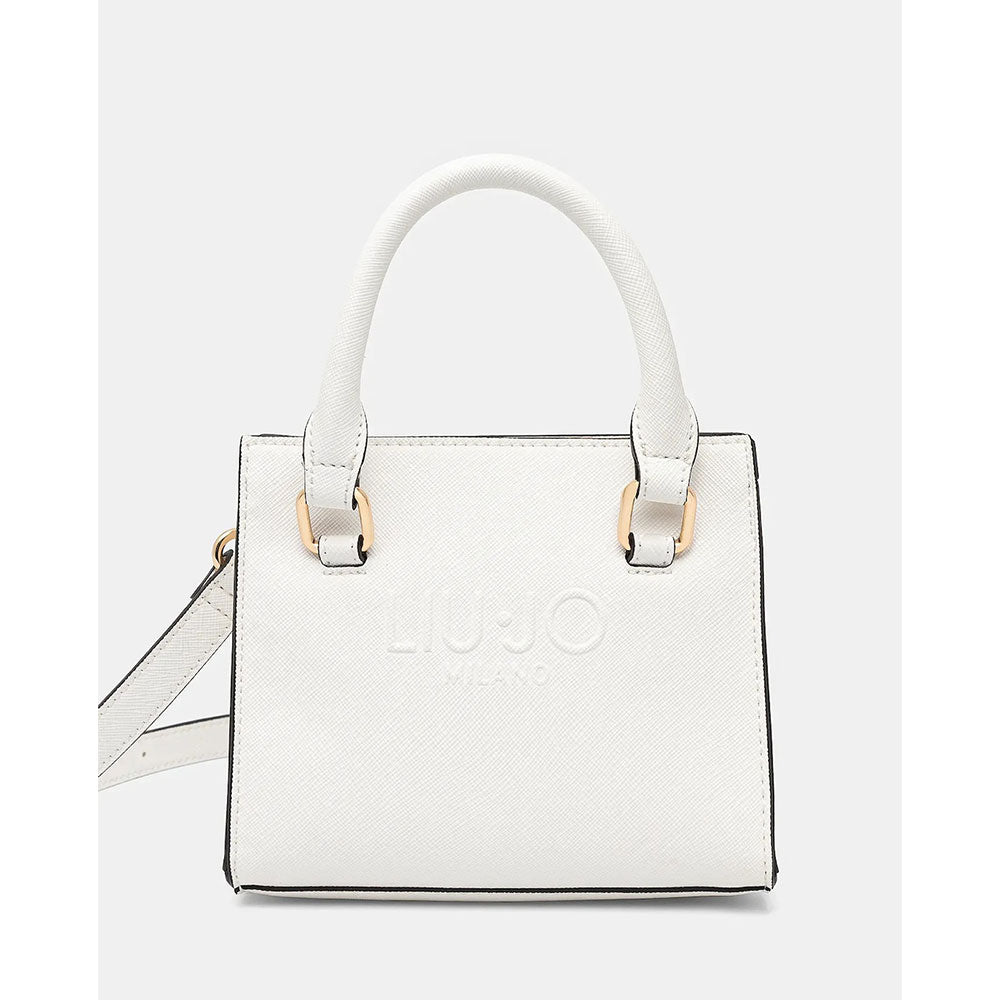 Borsa Donna a Mano Mini LIU JO con Logo in Rilievo Off White