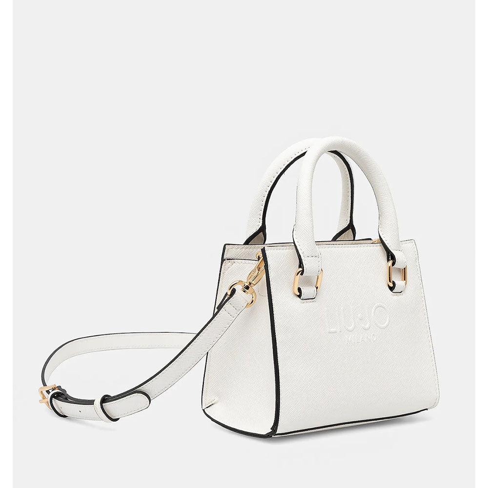 Borsa Donna a Mano Mini LIU JO con Logo in Rilievo Off White