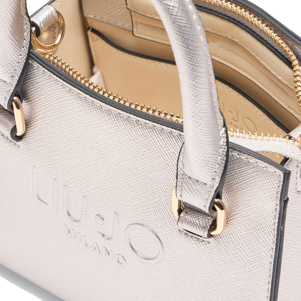 Borsa Donna a Mano Mini LIU JO con Logo in Rilievo Silver