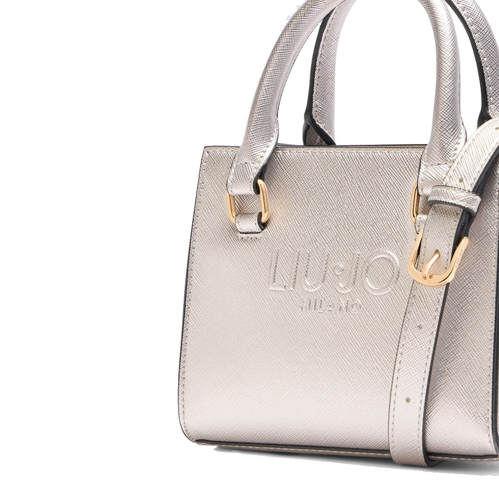 Borsa Donna a Mano Mini LIU JO con Logo in Rilievo Silver