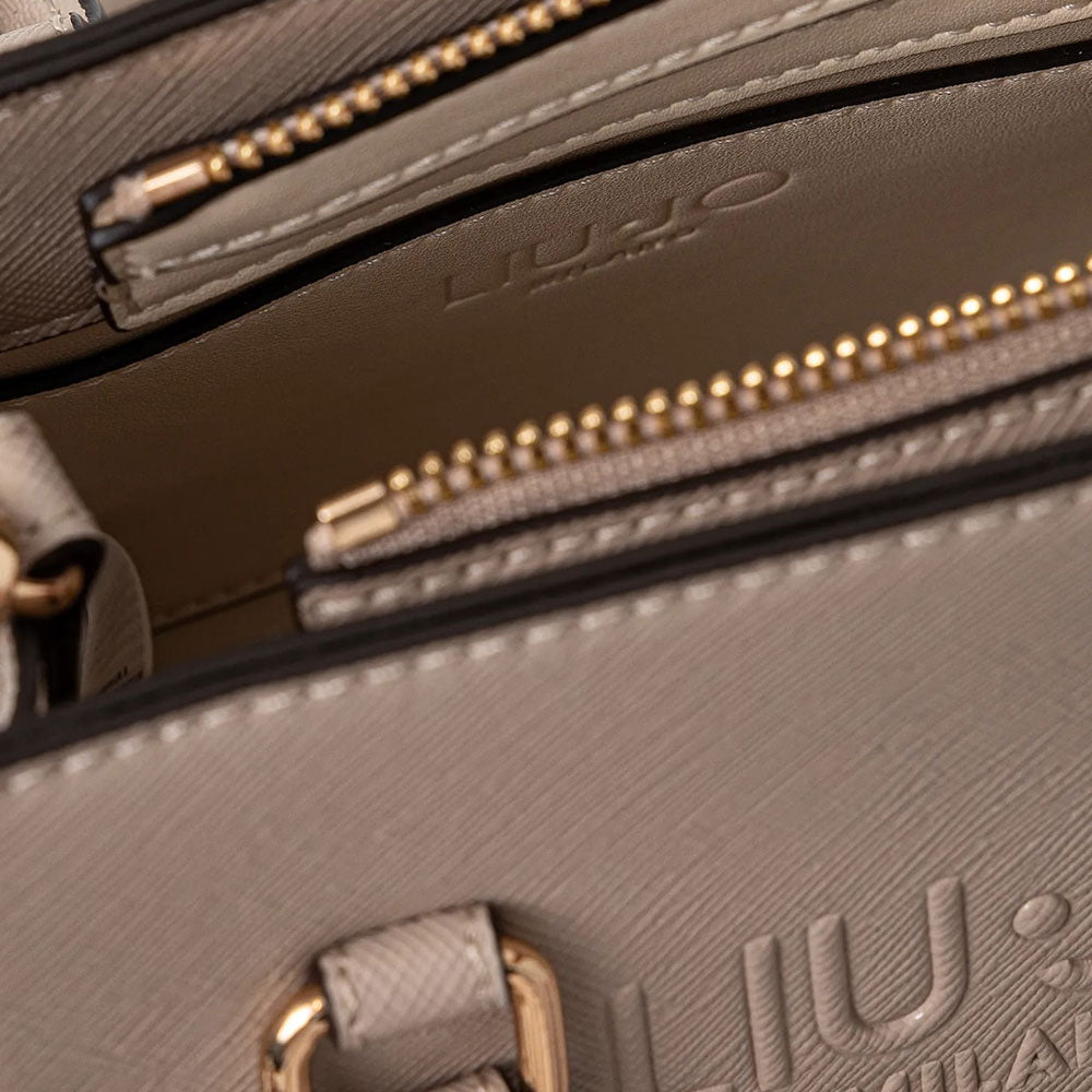 Borsa Donna a Mano Mini LIU JO con Logo in Rilievo Beige