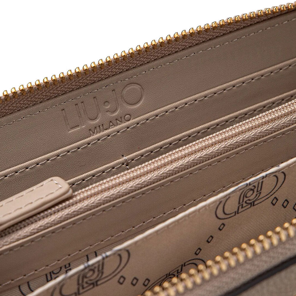 Portafoglio Donna Zip Around LIU JO Effetto Bottalato Beige