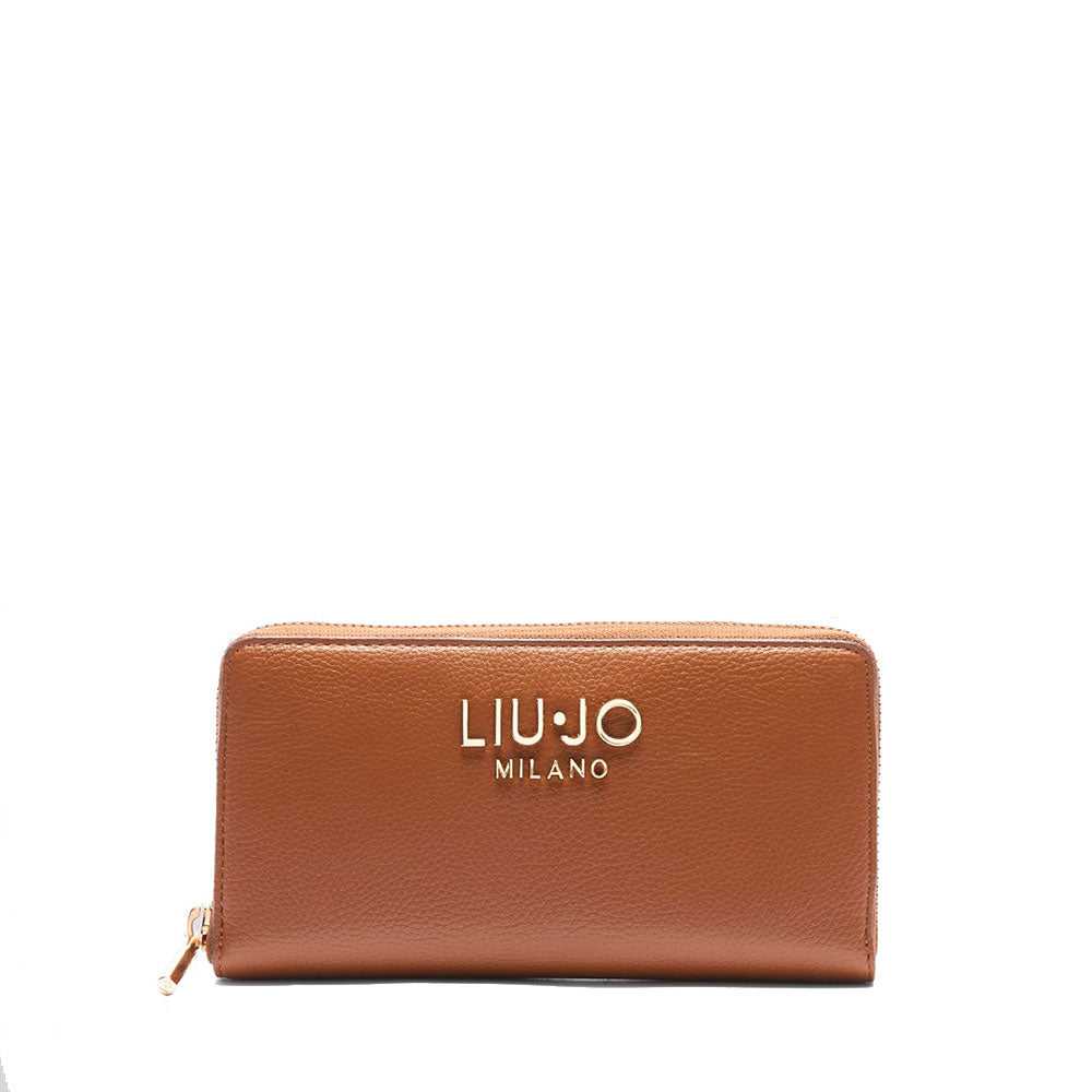 Portafoglio Donna Zip Around LIU JO Effetto Bottalato Marrone