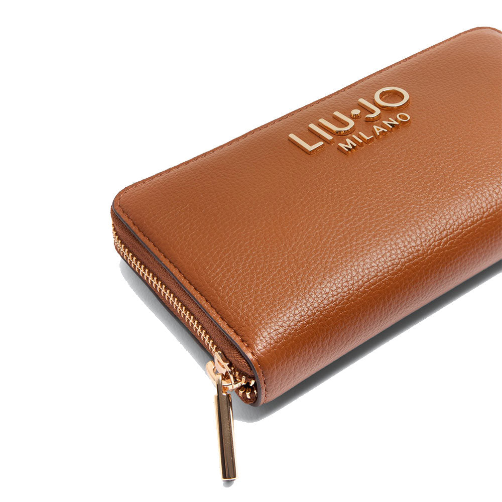Portafoglio Donna Zip Around LIU JO Effetto Bottalato Marrone