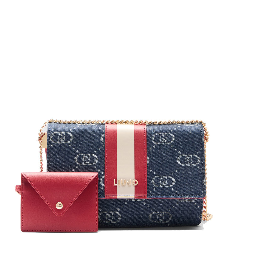 Borsa a Tracolla Small LIU JO in Denim Jacquard colore Blu Denim