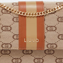 LIU JO Kleine Umhängetasche aus beigem Jacquard-Stoff mit Allover-Logo