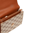 LIU JO Kleine Umhängetasche aus beigem Jacquard-Stoff mit Allover-Logo