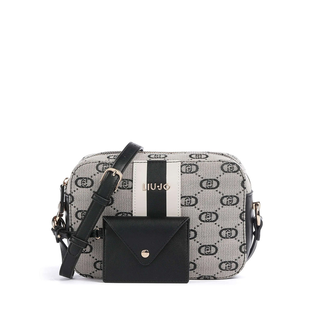 LIU JO Umhängetasche für Damen aus schwarzem Jacquardstoff