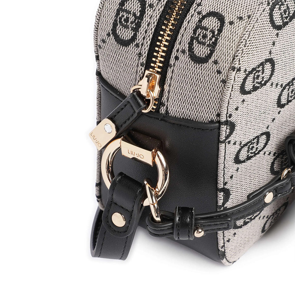 LIU JO Umhängetasche für Damen aus schwarzem Jacquardstoff