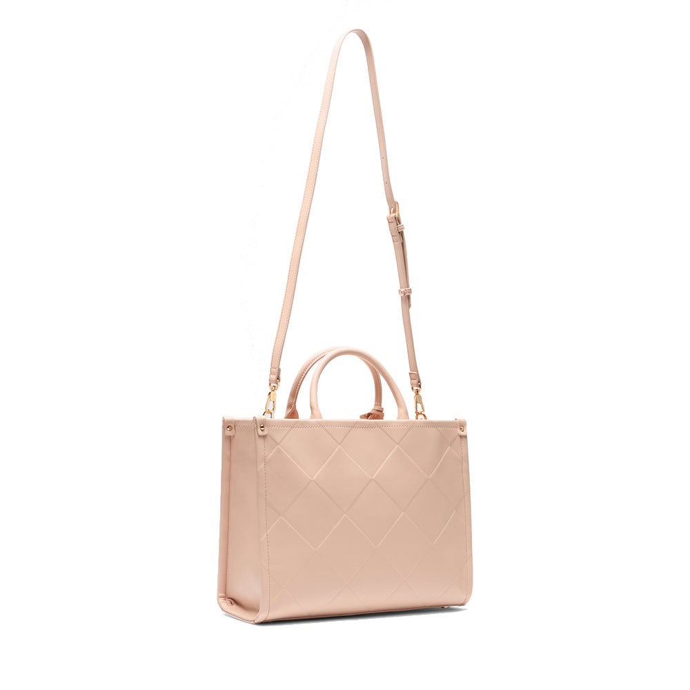 Borsa Donna a Mano Large LIU JO Better con Motivo a Rombi Rosa Cipria